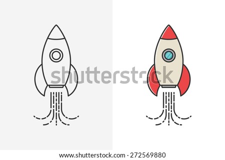 Rocket line style icon and logo 