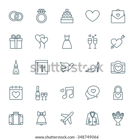 Wedding vector icons set