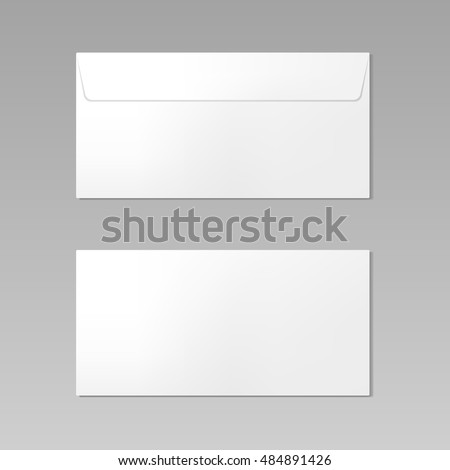 Blank realistic closed envelope front and back view mockup