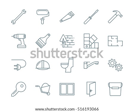 Set of construction, repair tools vector icons