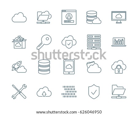 Cloud and network icons set