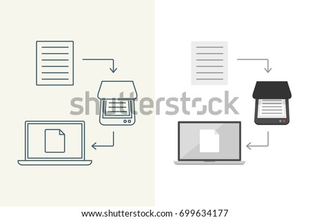 Scanning documents to computer linear and flat illustration