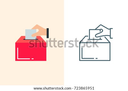 Election box icon flat and linear style