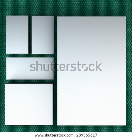 white cards on green  background . Template for branding identity. For graphic designers presentations and portfolios.