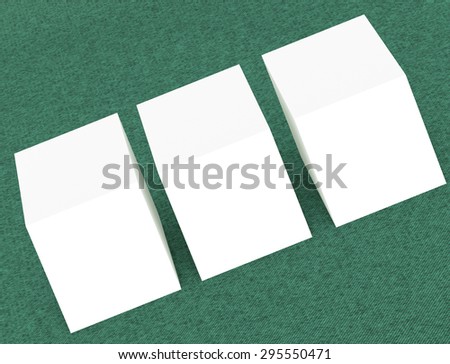 template to presentation. place for your design. many cards. stacks of paper. greeting cards. flyers. business cards. canvas background. green background