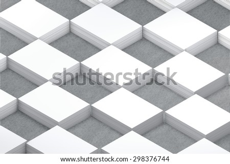 template to presentation. place for your design. many cards. stacks of paper. greeting cards. flyers. business cards. canvas background. checkerboard pattern. grey background