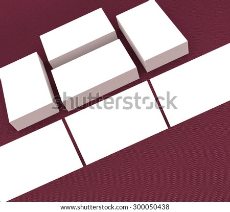 template to presentation. place for your design. many cards. stacks of paper. greeting cards. flyers. business cards. canvas background. red background