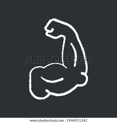 Hand biceps chalk icon. Health and training. Sport lifestyle. Thin line customizable illustration. Contour symbol. Vector isolated outline drawing. 