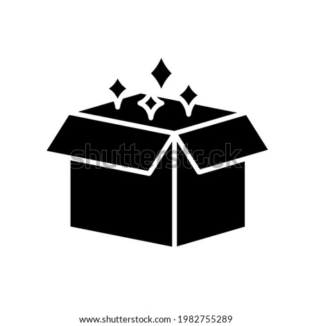 Surprise box glyph icon. Post service. Vector isolated black illustration.