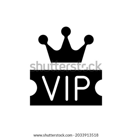 VIP ticket glyph icon. Vector fill black illustration.