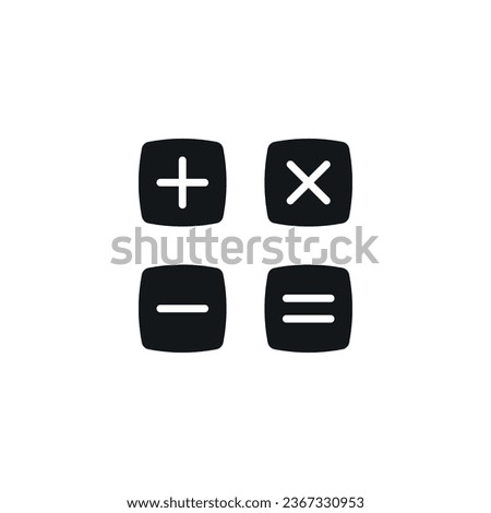 Mathematical actions simple glyph icon. Addition, subtraction, multiplication. Vector solid isolated black illustration.