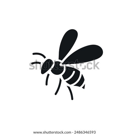 Bee simple glyph icon. Vector solid isolated black illustration.