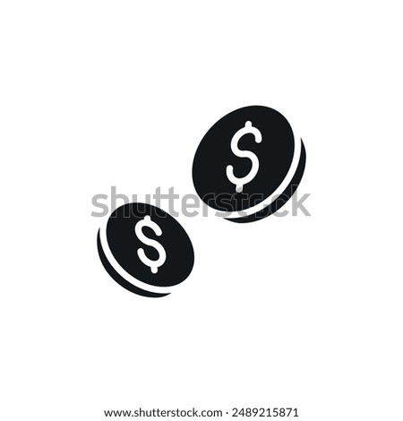 Coins. Money simple glyph icon. Vector solid isolated black illustration.