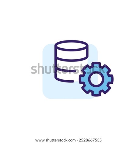 Database configuration color icon with blue accents. Simple vector linear illustration. Flat pictogram with rounded corners.