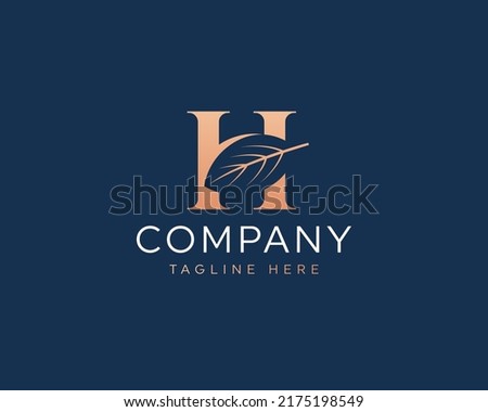 Letter H with leaf modern logo design inspiration  vector Image Stock fotó © 