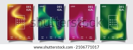 wave mesh gradation cover template design vector graphic, set collection