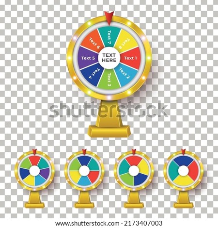 golden fortune wheel with light effect set collection vector