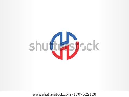 H With line circle vector logo design concept