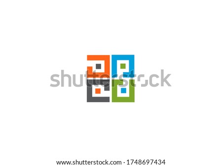 four boxes square vector company logo design concept
