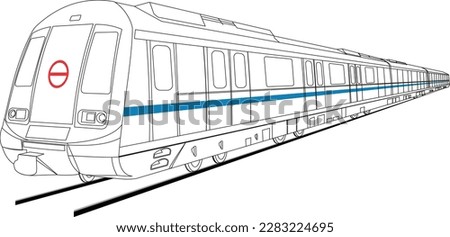 illustration of Delhi Metro Train lineart concept