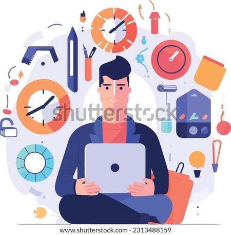 images of individuals juggling multiple tasks and deadlines simultaneously. multitasking on workplace