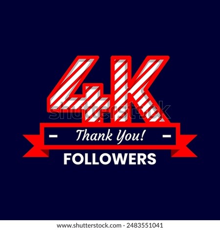 Thank You for 4k Followers on social media. Four thousand followers Banner Banner with red and white color Decorative Elements