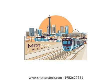 Vector illustration of Jakarta city with MRT