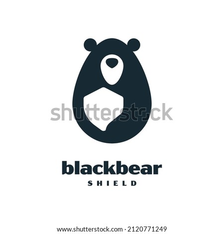 Black bear shield security logo design simple logo vector design illustration abstract