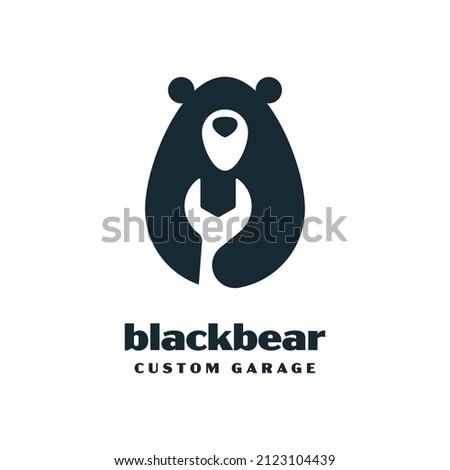 Animal bear and hardware tools logo. editable and easy to custom