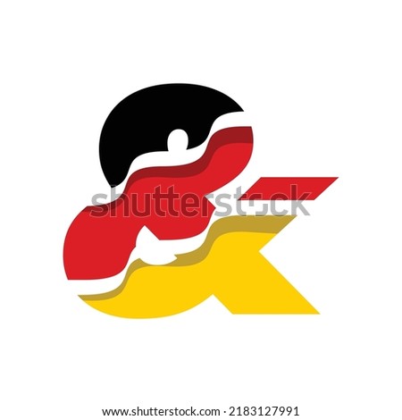 German ampersand logo with wavy lines and colours of the German national flag