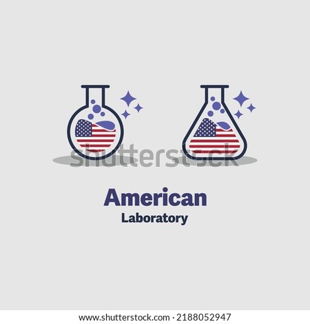 American flag and laboratory logo design, simple and luxurious minimalist, is perfect for your business