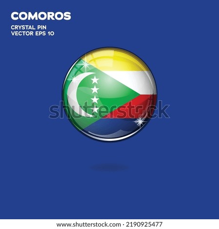 3d realistic shiny plastic ball or ball with Comoros flag