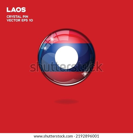 3d realistic shiny plastic ball or ball with Laos flag