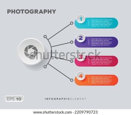 Business infographic Photography design template with icons and 4 steps. Can be used for workflow layout, diagrams, annual reports, web design