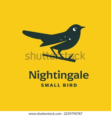 Nightingale bird logo design template vector illustration.