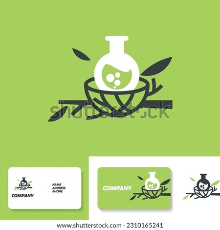 Scientist icon in bird's nest. Logo design template. Business card template. Vector illustration
