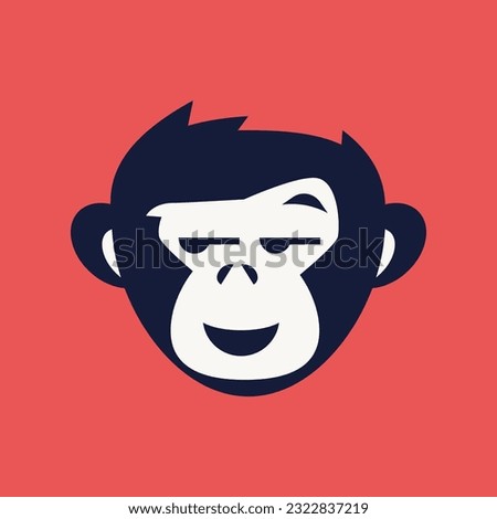 Gorilla head logotype vector illustration on red background. Vector illustration