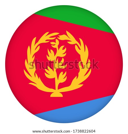 Flag of Eritrea round icon, badge or button. Eritrean national symbol. Template design, vector illustration. 
