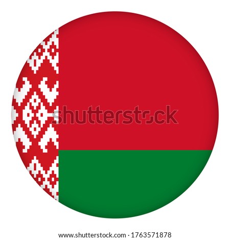 Flag of Belarus round icon, badge or button. Belarusian national symbol. Template design, vector illustration.