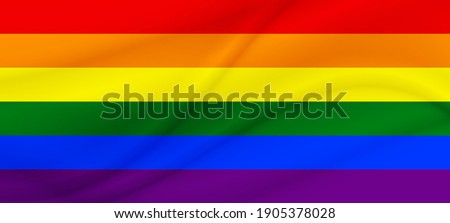 Flag LGBT squared icon, badge or button. Template design, vector illustration. Love wins. LGBT symbol in rainbow colors. Gay pride textile background.