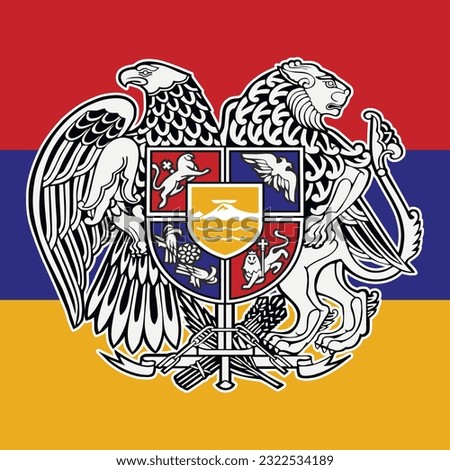 Coat or arms of Armenia. Armenian national symbol in official colors. Template icon. Abstract vector illustration.