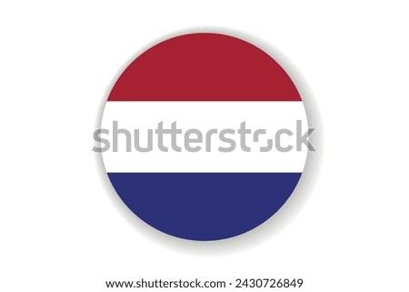 Flag of Netherlands. National symbol in official colors. Template icon. Abstract vector background. Round glass light ball, 3D big bubble, sphere.