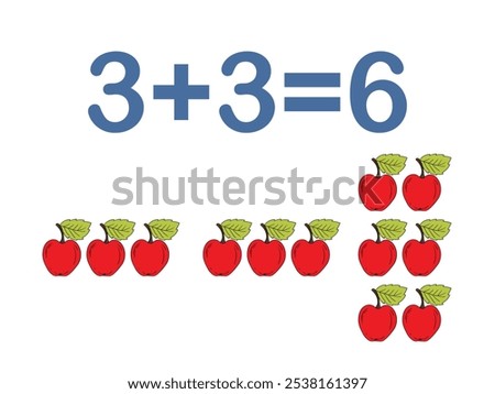 Addition components. Mathematical formula addend plus addend equals sum. Printed material, banner, table for children, schoolchildren. School education, logical tasks.