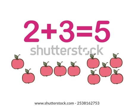 Addition components. Mathematical formula addend plus addend equals sum. Printed material, banner, table for children, schoolchildren. School education, logical tasks.