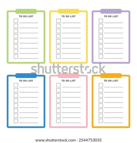 To do list grid paper. Checklist vector illustration in flat style. Set of  Template planners for schedule, agenda, cards, checklists, notebooks and other stationery.