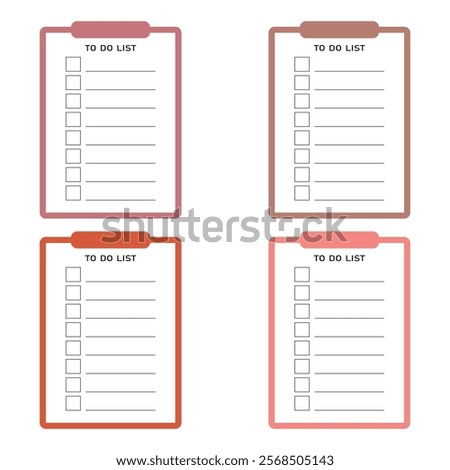 Grid paper with to do list. Checklist vector illustration in flat style. Set of template planners for schedule, agenda, cards, checklists, notebooks and other stationery.