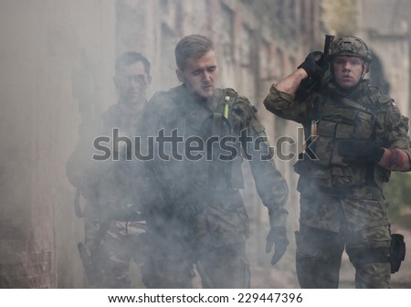 SZCZECIN, POLAND - MAY 31, 2014: Soldiers in Polish Army uniforms during  Historical reenactment
