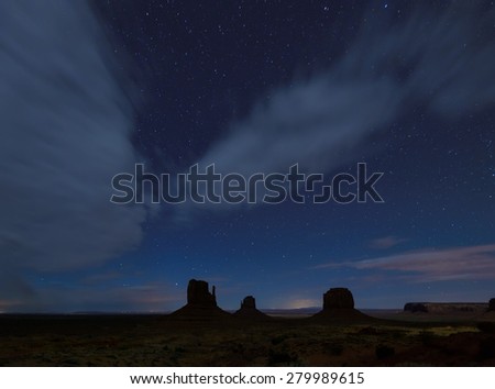 Bright stars above Monument Valley. USA