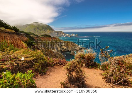 Beautiful View of the California coast, Pacific Ocean coast, California