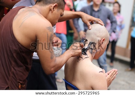 BANGKOK THAILAND - MAR 21 : the men were ordained to the monk on Mar 21,2015 in BANGKOK THAILAND